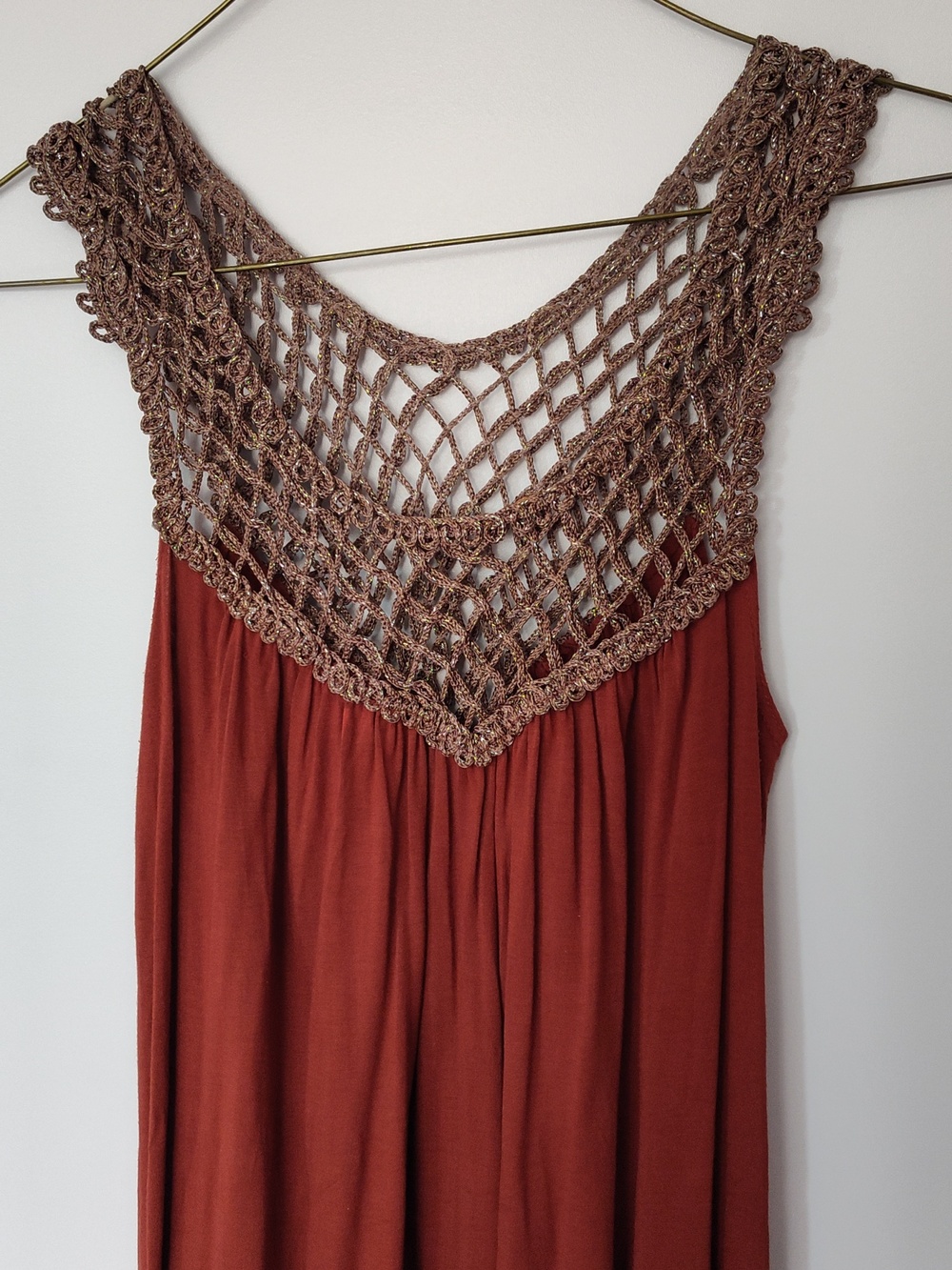 Elegant Brown Crochet Women's Dress